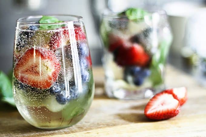 Mixed Berry Sangria-by-the-Glass. No need for a whole pitcher if you want a single glass! from foodiewithfamily.com