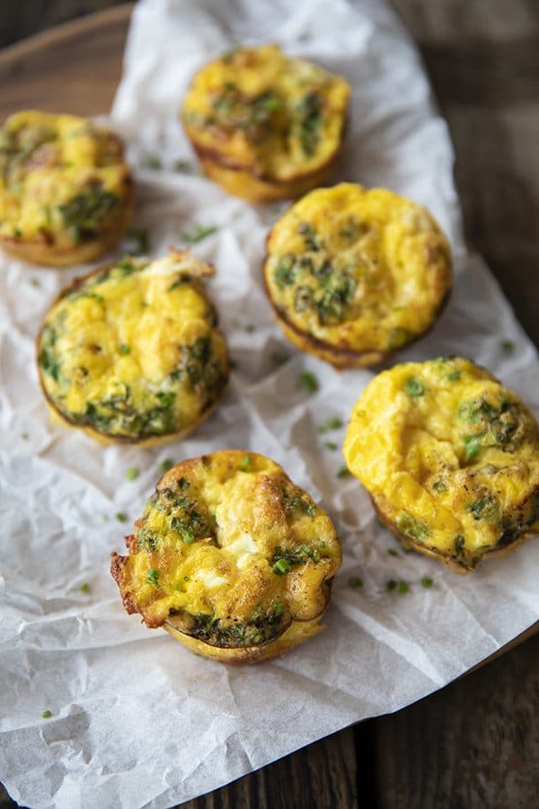 Muffin Tin Eggs; craveable crisped ham, green onions, Cheddar cheese, and egg baked to puffy, golden perfection. These egg muffins are a perfect topper for toasted English muffins or beside a salad for a full, light meal.