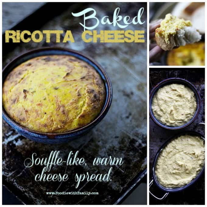 Baked Ricotta Appetizer: This rich, savoury, warm cheese dip with a light, airy, souffle-like texture can't be beat for any occasion!