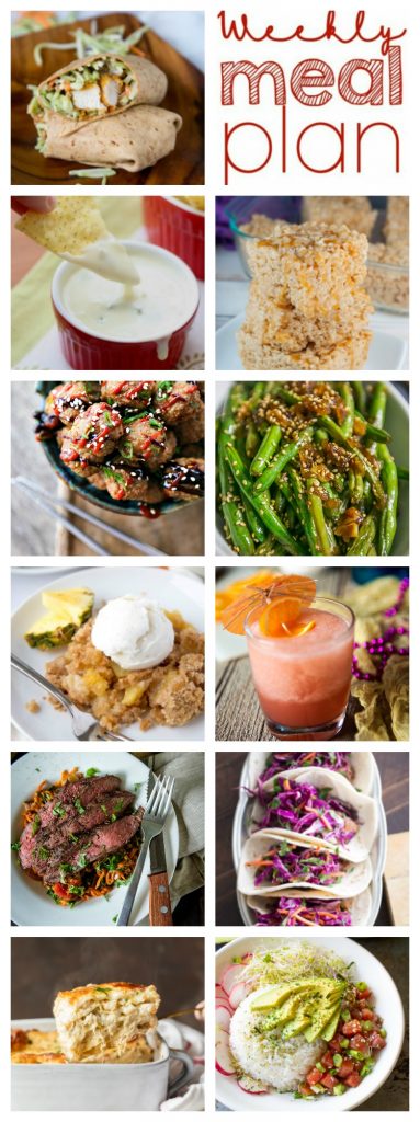 Weekly Meal Plan Week 99 - 10 great bloggers bringing you a full week of recipes including dinner, sides dishes, and desserts!