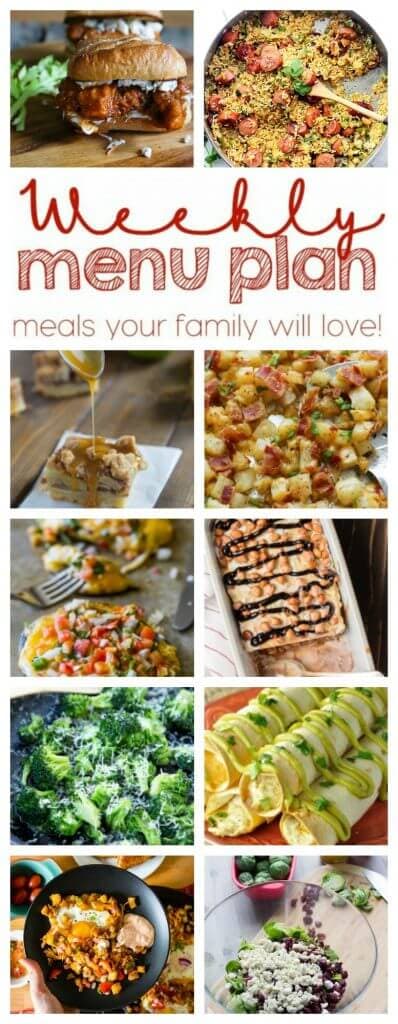 Weekly Meal Plan Week 62 – 10 great bloggers bringing you a full week of recipes including dinner, sides dishes, and desserts!