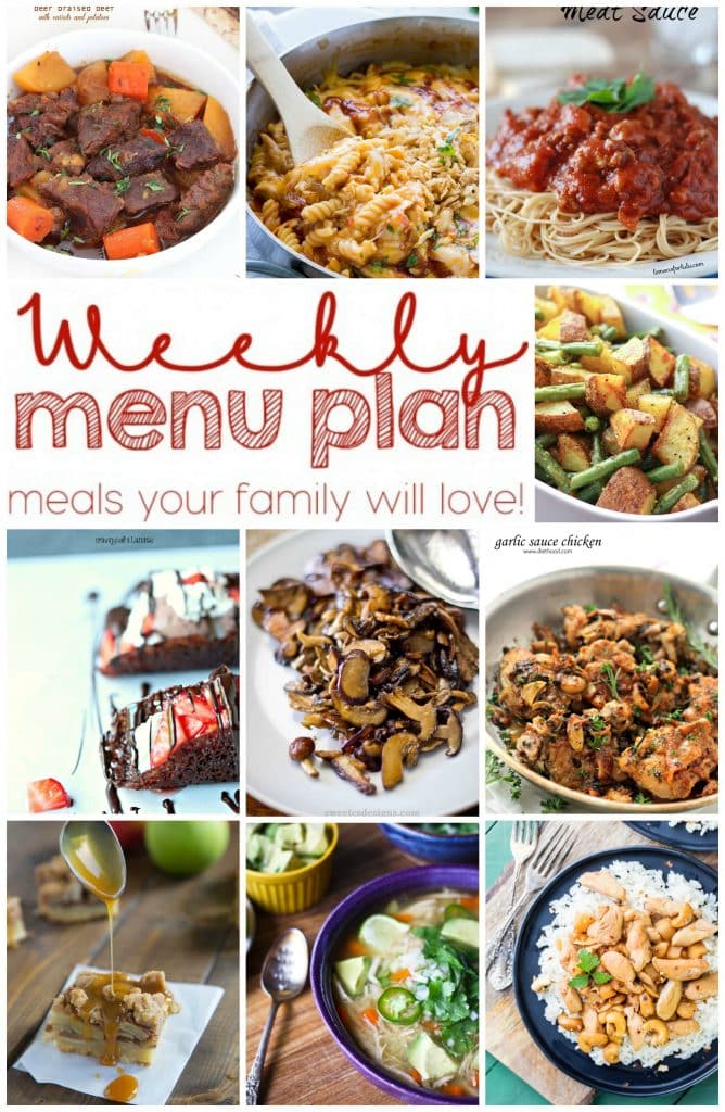 Weekly Meal Plan Week 11 - 10 great bloggers bringing you a full week of recipes including dinner, sides dishes, and desserts!