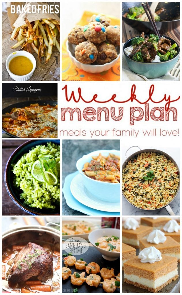 Weekly Meal Plan Week 12 - 10 great bloggers bringing you a full week of recipes including dinner, sides dishes, and desserts!