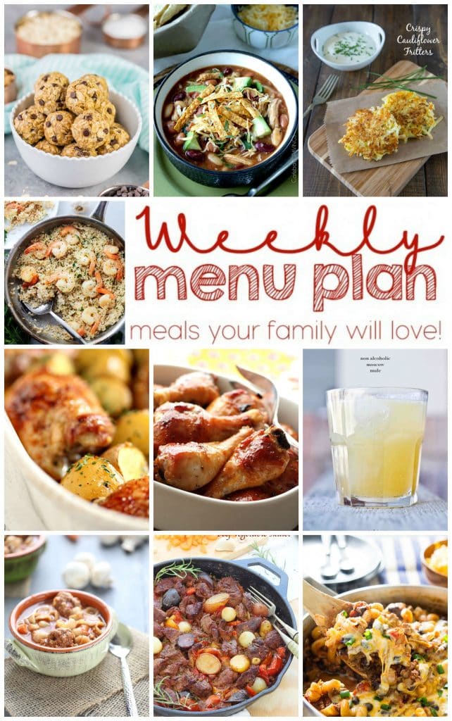 Weekly Meal Plan Week 13 - 10 great bloggers bringing you a full week of recipes including dinner, sides dishes, drinks and desserts!