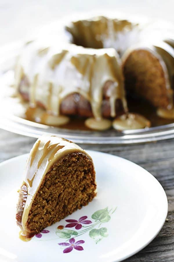 Pumpkin spice Cake with Maple Glaze and Cider Caramel