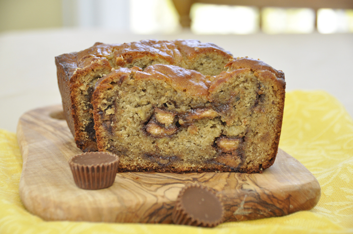 Reeses Peanut Butter Banana Bread {Wishes & Dishes}