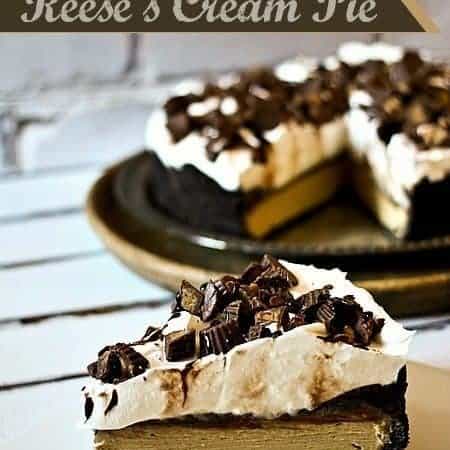 Peanut Butter Chocolate Lovers' Reese's Cream Pie foodiewithfamily.com #Dessert #Reeses