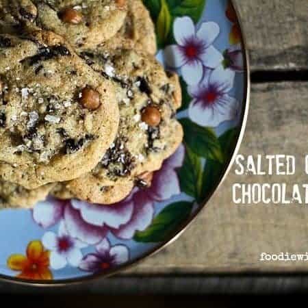 Salted Caramel Chocolate Chunk Cookies from foodiewithfamily.com