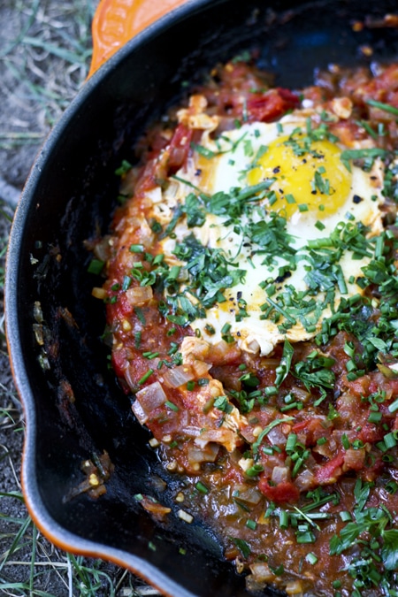 Farmer's Market Tomato Sauce and Poached Eggs {Shakshuka} {Foodie with Family)