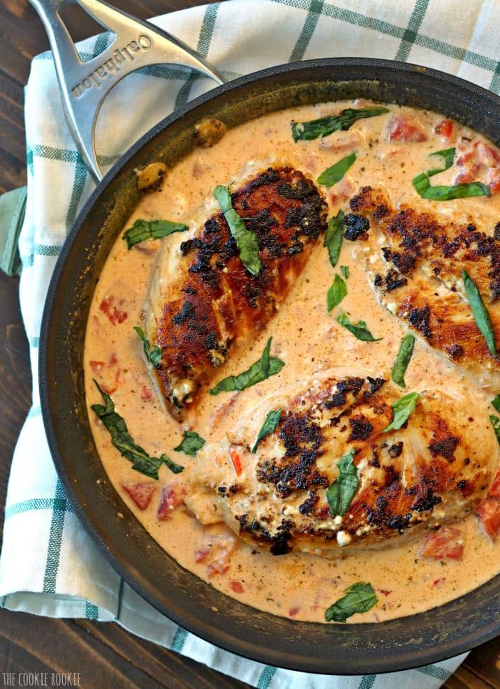 Skillet Basil Cream Chicken {The Cookie Rookie}