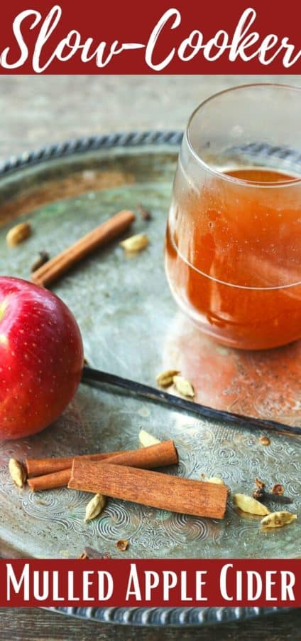 Slow-Cooker Mulled Apple Cider is bursting with fresh apple flavour in this spiced, gently vanilla-scented, lightly maple sweetened brew.