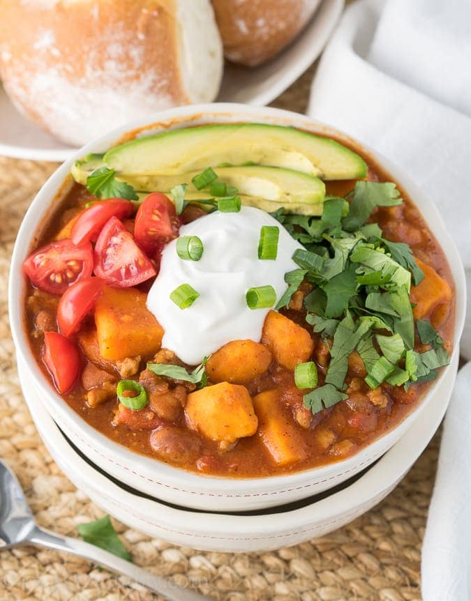 Slow Cooker Sweet Potato Turkey Chili {I Wash... You Dry}