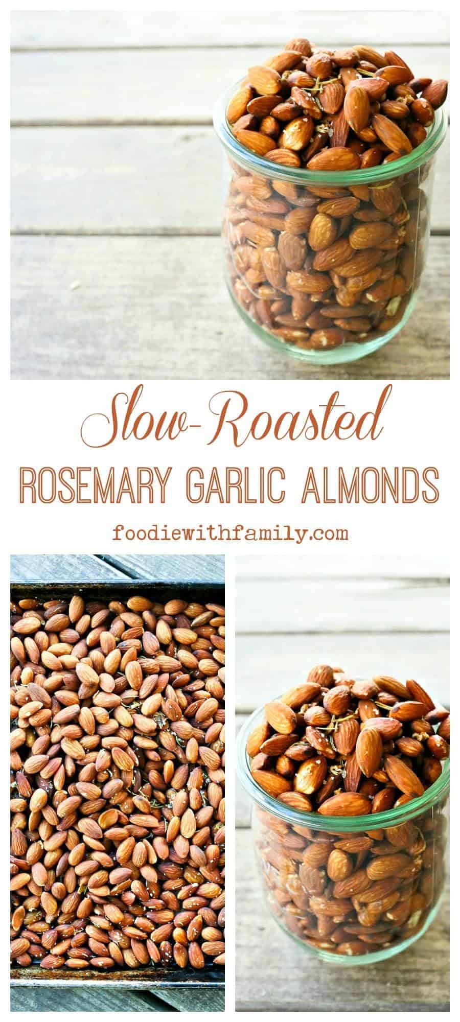 Slow-Roasted Rosemary Garlic Almonds are a simple, satisfying, healthy snack.