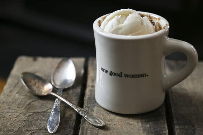 snickerdoodle mug cake cinnamon vanilla ice cream