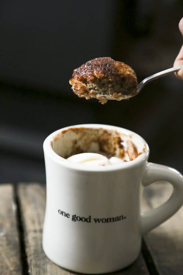 tender moist snickerdoodle mug cake