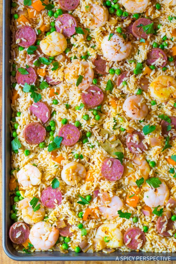 Spanish Paella Sheet Pan Dinner {A Spicy Perspective}