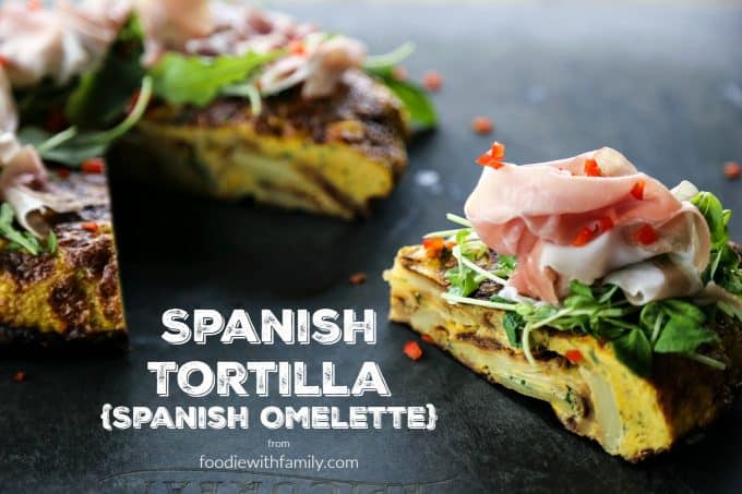 Spanish Tortilla or Spanish Omelette is filled with tender potatoes and onions. 