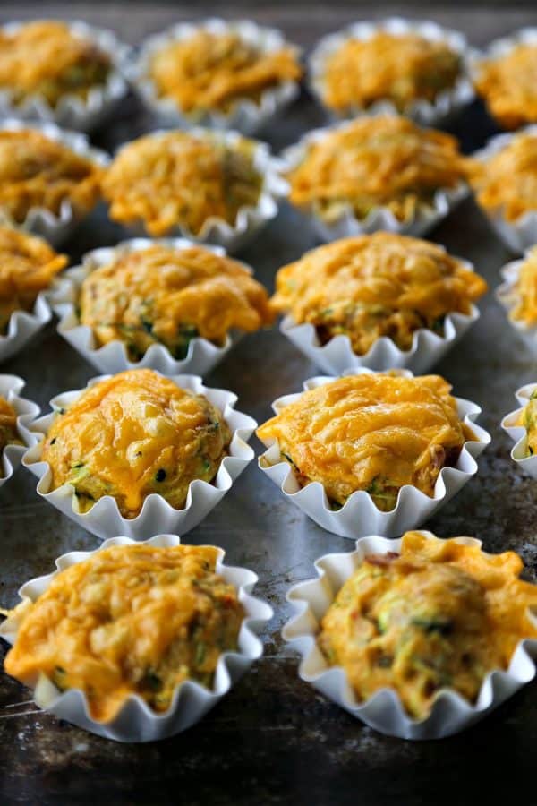 Spicy Bacon Cheddar Zucchini Breakfast Muffins from foodiewithfamily.com