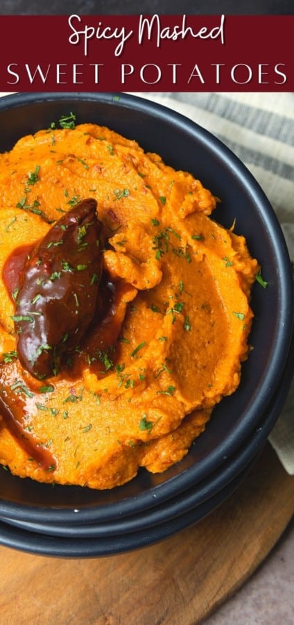 These mashed savoury, spicy sweet potatoes will bring excitement to any meal. Serve it with roast pork, chicken, on tacos or rice bowls!