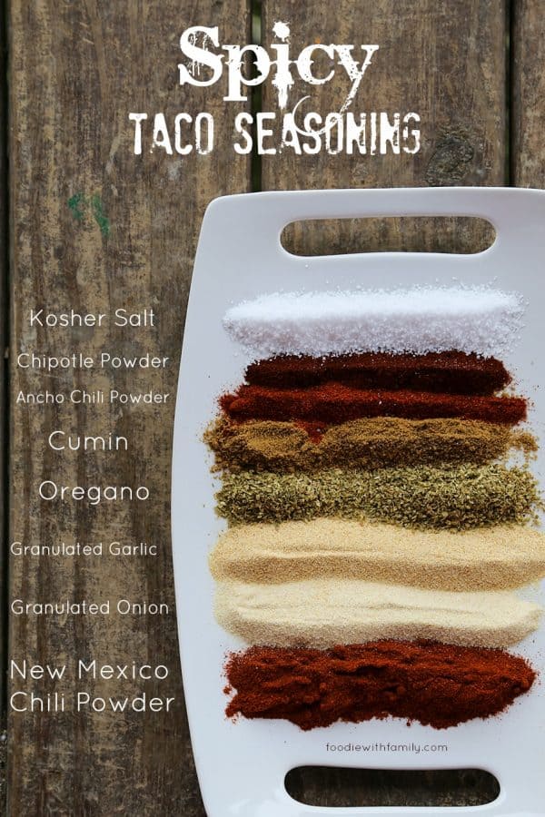 Spicy Taco Seasoning is simple and worlds tastier than commercial mixes. foodiewithfamily.comSpicy Taco Seasoningwith New Mexico, Ancho, and Chipotle chili powders is simple and worlds tastier than commercial mixes. foodiewithfamily.com