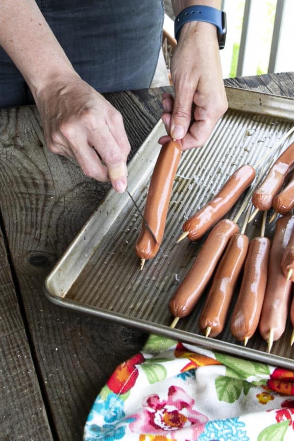 A Spiral Hot Dog maximizes the grilled crispy bits making them the ultimate char-grilled hot dogs for holding onto all the mustard, ketchup, relish, and onions that a good hot dog deserves!