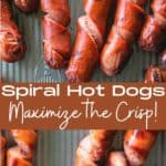 A Spiral Hot Dog maximizes the grilled crispy bits making them the ultimate char-grilled hot dogs for holding onto all the mustard, ketchup, relish, and onions that a good hot dog deserves!