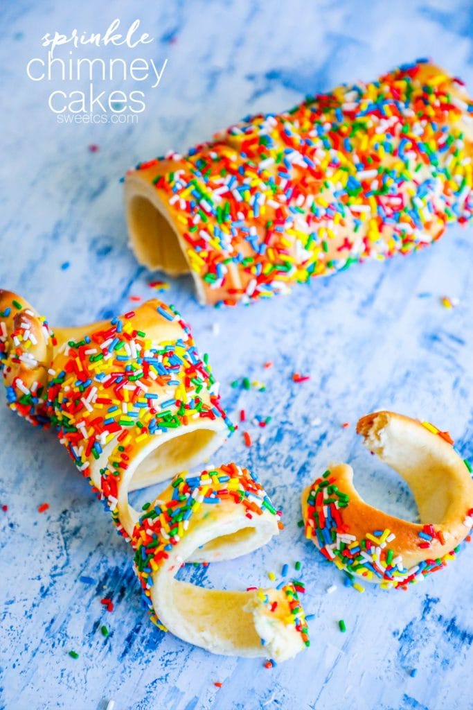 Sprinkle Chimney Cakes {Sweet C's}