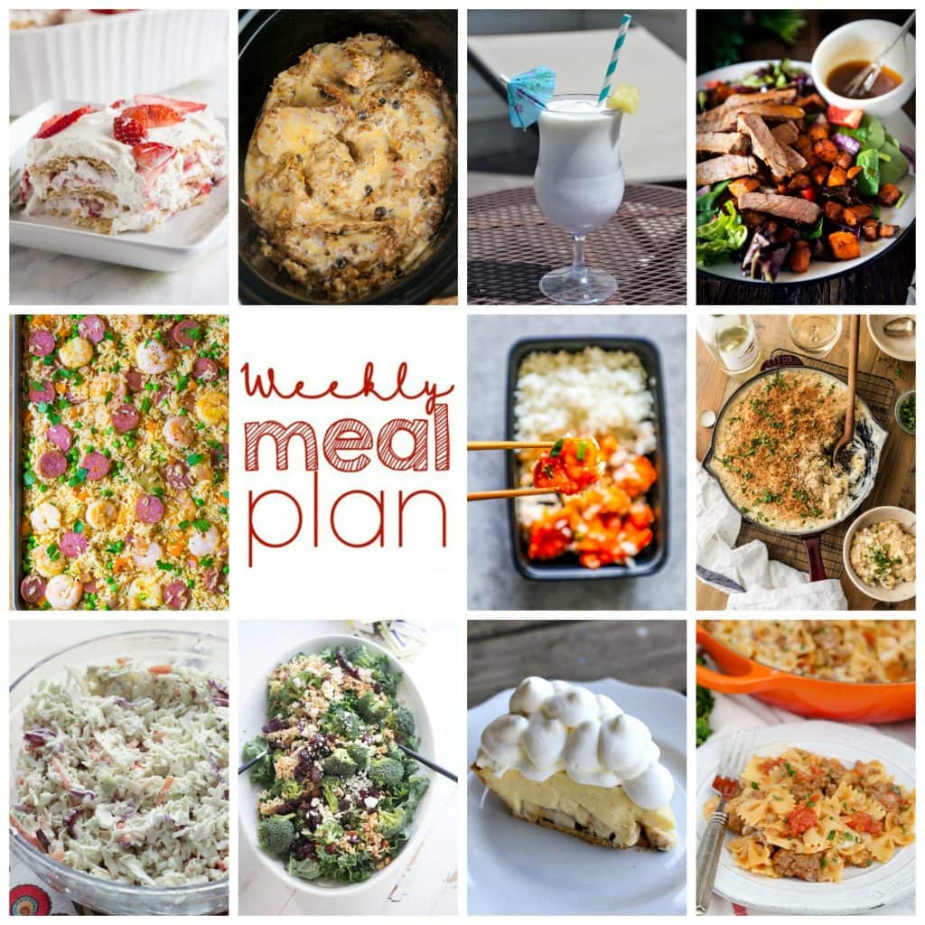 Weekly Meal Plan Week 102 – 10 great bloggers bringing you a full week of recipes including dinner, sides dishes, and desserts!