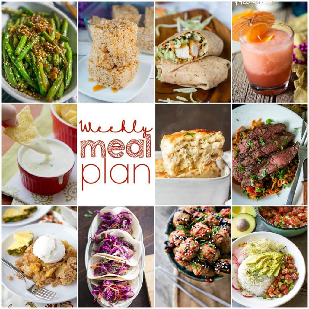 Weekly Meal Plan Week 99 - 10 great bloggers bringing you a full week of recipes including dinner, sides dishes, and desserts!