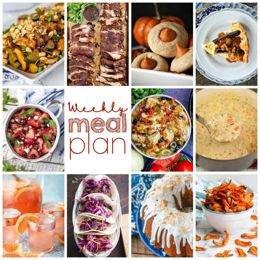 Weekly Meal Plan Week 114– 10 great bloggers bringing you a full week of recipes including dinner, sides dishes, and desserts!