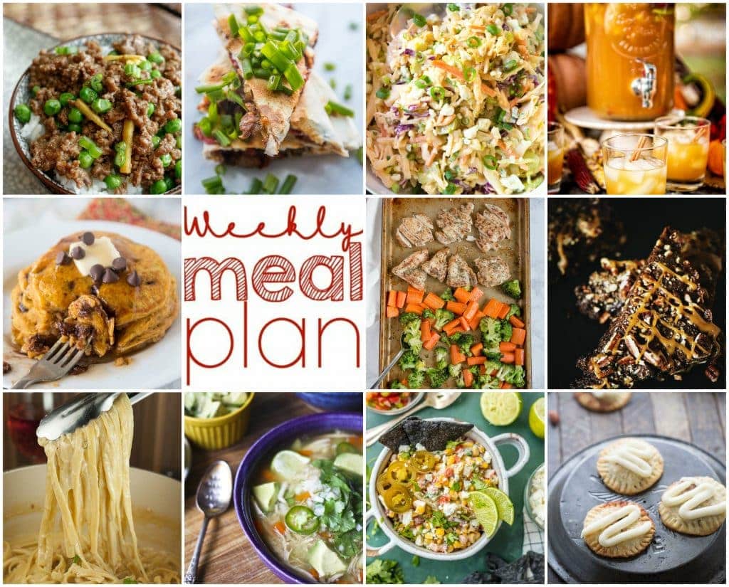 Weekly Meal Plan Week 118 - 10 great bloggers bringing you a full week of recipes including dinner, sides dishes, and desserts!