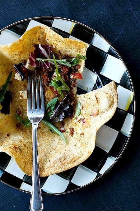 Taco Salad in Cool Ranch Baked Tortilla Salad Bowls at foodiewithfamily.com