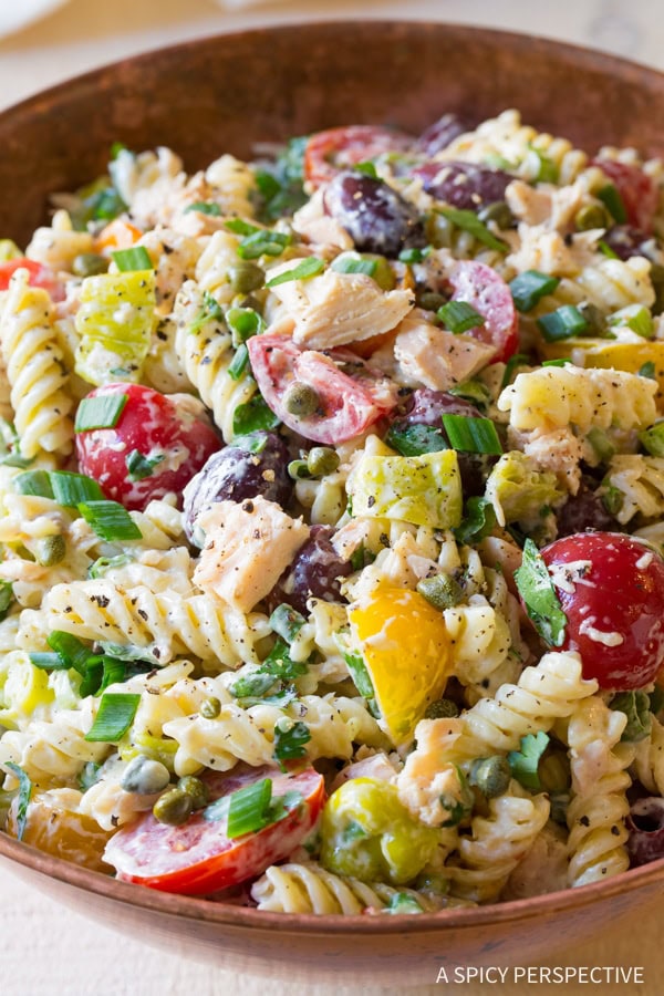 Tuna Pasta Salad with Olives and Capers {A Spicy Perspective}