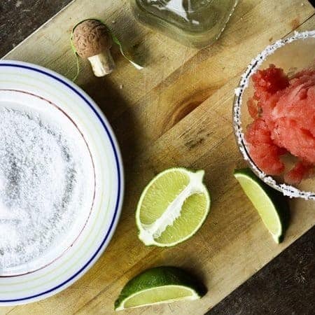 Watermelon Lime Sorbet and Frozen Margaritas | www.foodiewithfamily.com