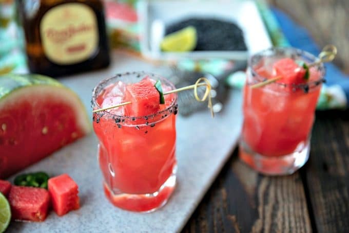 Pretty pink Watermelon Margaritas are refreshing, thirst quenching, lightly sweet cocktails for any time you need to cool down and chill out.