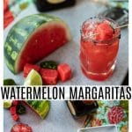 Pretty pink Watermelon Margaritas are refreshing, thirst quenching, lightly sweet and spicy cocktails for any time you need to cool down and chill out. Made vibrant with just 5 super fresh, all-natural ingredients, these are the ultimate way to relax!