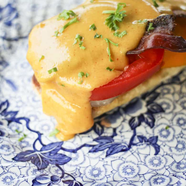 ied sweet onions and toast. This is one incredible vegetarian main dish, but it is next level incredible if you sneak a couple of slices of crisp bacon under the cheese sauce!