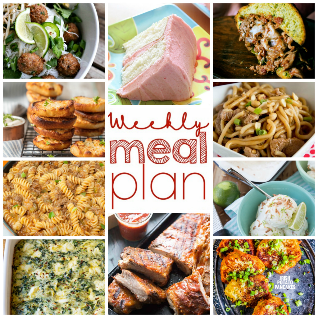 Weekly Meal Plan Week 95 - 10 great bloggers bringing you a full week of recipes including dinner, sides dishes, and desserts!