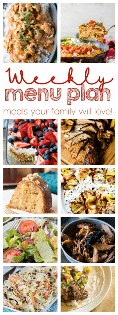 Weekly Meal Plan Week 54 – 10 great bloggers bringing you a full week of recipes including dinner, sides dishes, and desserts!