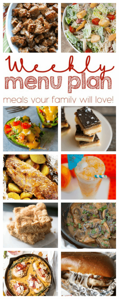 Weekly Meal Plan Week 59 – 10 great bloggers bringing you a full week of recipes including dinner, sides dishes, and desserts!