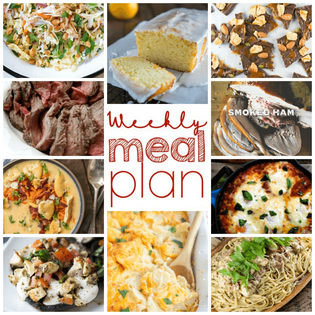 Weekly Meal Plan Week 91 - 10 great bloggers bringing you a full week of recipes including dinner, sides dishes, and desserts!